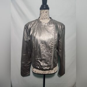 Rampage Faux Leather Moto Jacket in Champagne W Leopard Print Lining. Size XL.